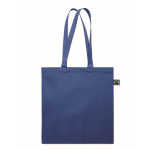 Sac de courses en coton Fairtrade avec soufflet 180 g/m² couleur bleu roi
