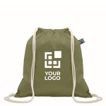Sac en coton avec fermeture à cordon 180 g/m² couleur vert foncé vue avec zone d'impression
