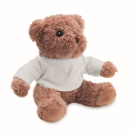 Ours en peluche avec t-shirt coloré personnalisable couleur blanc