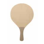 Raquettes de plage en bois avec jeux et sac en maille RPET couleur bois