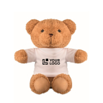 Ours en peluche avec t-shirt à personnaliser couleur blanc vue avec zone d'impression