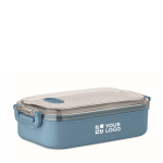 Boîte repas en plastique avec intérieur en acier inoxydable recyclé 750 ml couleur noir mat vue avec zone d'impression