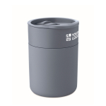 Gobelet en plastique et silicone avec couvercle coulissant 330 ml couleur bleu gris vue avec zone d'impression