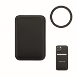 Porte-cartes magnétique en similicuir avec espace pour 3 cartes couleur noir