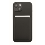 Porte-cartes magnétique en similicuir avec espace pour 3 cartes couleur noir troisième vue