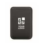 Porte-cartes magnétique en similicuir avec espace pour 3 cartes couleur noir vue avec zone d'impression