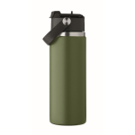 Bouteille en acier inoxydable à double paroi avec paille 500ml couleur vert foncé dixième vue