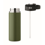 Bouteille en acier inoxydable à double paroi avec paille 500ml couleur vert foncé