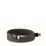 Câble magnétique tressé en RPET Type-C 60 W, 1 m couleur blanc/noir vue avec zone d'impression
