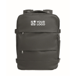 Sac à dos cabine extensible en polyester RPET 600D 15'' couleur noir vue avec zone d'impression