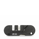 Aiguiseur de poche pour couteaux dans un étui en plastique couleur noir vue avec zone d'impression