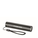 Lampe torche rechargeable en aluminium recyclé de 110 lumens couleur noir vue avec zone d'impression