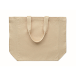 Sac tote bag en coton avec soufflet et anses 220 g/m² couleur beige deuxième vue