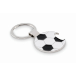 Porte-clés décapsuleur en alliage de zinc en forme de ballon de football couleur blanc/noir
