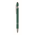 Stylo en aluminium recyclé avec finition caoutchoutée encre bleue couleur vert