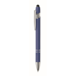 Stylo en aluminium recyclé avec finition caoutchoutée encre bleue couleur bleu roi