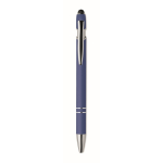 Stylo en aluminium recyclé avec finition caoutchoutée encre bleue couleur bleu roi deuxième vue