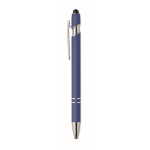 Stylo en aluminium recyclé avec finition caoutchoutée encre bleue couleur bleu roi troisième vue