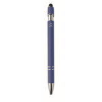 Stylo en aluminium recyclé avec finition caoutchoutée encre bleue couleur bleu roi quatrième vue