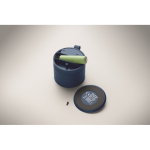 Haut-parleur sans fil métallique compact avec finition caoutchoutée 3W couleur bleu septième vue photographique