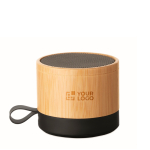 Enceinte sans fil avec boîtier en bambou et ABS 3W couleur bois vue avec zone d'impression