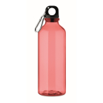 Bouteille translucide en RPET avec bouchon et mousqueton 500 ml couleur rouge transparent