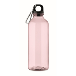 Bouteille translucide en RPET avec bouchon et mousqueton 500 ml couleur rose transparent