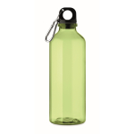 Bouteille translucide en RPET avec bouchon et mousqueton 500 ml couleur vert lime transparent