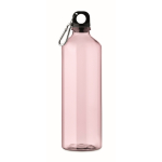 Bouteille translucide en RPET avec mousqueton 750ml couleur rose transparent
