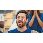 Stick de peinture corporelle de différents drapeaux en étui couleur bleu roi vue d'ambiance