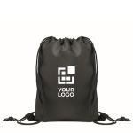 Sac à dos enfant à cordons en polyester RPET avec cordons noirs couleur noir vue avec zone d'impression