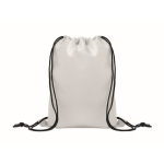 Sac à dos enfant à cordons en polyester RPET avec cordons noirs couleur blanc