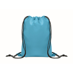 Sac à dos enfant à cordons en polyester RPET avec cordons noirs couleur turquoise