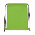 Sac à dos enfant à cordons en polyester RPET avec cordons noirs couleur vert lime troisième vue