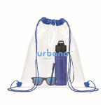Sac à dos en plastique transparent avec cordons couleur bleu roi quatrième vue principale