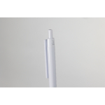 Stylo d’entreprise en plastique recyclé à encre bleue couleur blanc vue photographique