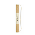 Tapis de plage en paille naturelle enroulable avec sangle couleur beige vue avec zone d'impression