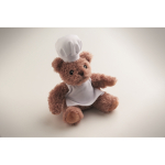 Ours en peluche en polyester cuisinier avec toque et tablier couleur blanc quatrième vue photographique