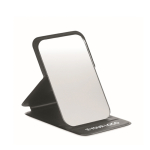 Miroir compact en PU avec étui pliable pour sac à main couleur noir vue avec zone d'impression