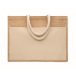 Sac en jute avec poche frontale et anses en corde 280 g/m² couleur beige deuxième vue