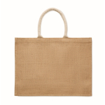 Sac en jute avec poche frontale et anses en corde 280 g/m² couleur beige quatrième vue