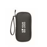 Pochette organisatrice technique en polyester 600D avec PU couleur noir vue avec zone d'impression