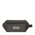 Trousse de toilette en polyester RPET 600D avec poignée et zip couleur noir vue avec zone d'impression