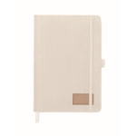 Carnet avec couverture en polyester RPET et 192 pages A5 couleur blanc cassé