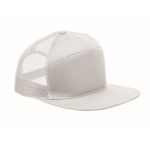 Casquette en coton à 7 panneaux avec visière plate et maille couleur blanc