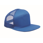Casquette en coton à 7 panneaux avec visière plate et maille couleur bleu roi