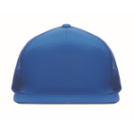 Casquette en coton à 7 panneaux avec visière plate et maille couleur bleu roi deuxième vue