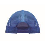 Casquette en coton à 7 panneaux avec visière plate et maille couleur bleu roi troisième vue