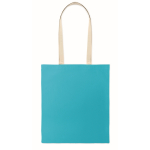 Tote bag en coton avec anses longues 140 g/m² couleur turquoise