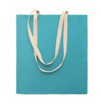 Tote bag en coton avec anses longues 140 g/m² couleur turquoise deuxième vue